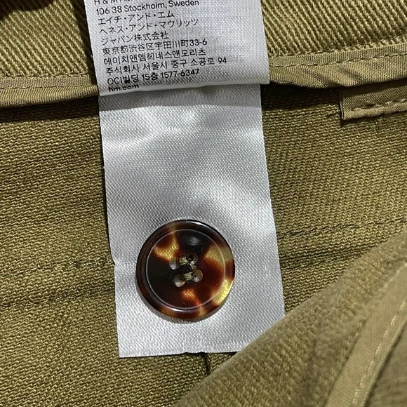 H&M Cargo Pants Ankle Length Thick Cotton Twill Dark Khaki Green | 0 25" Waist - Picture 16 of 16